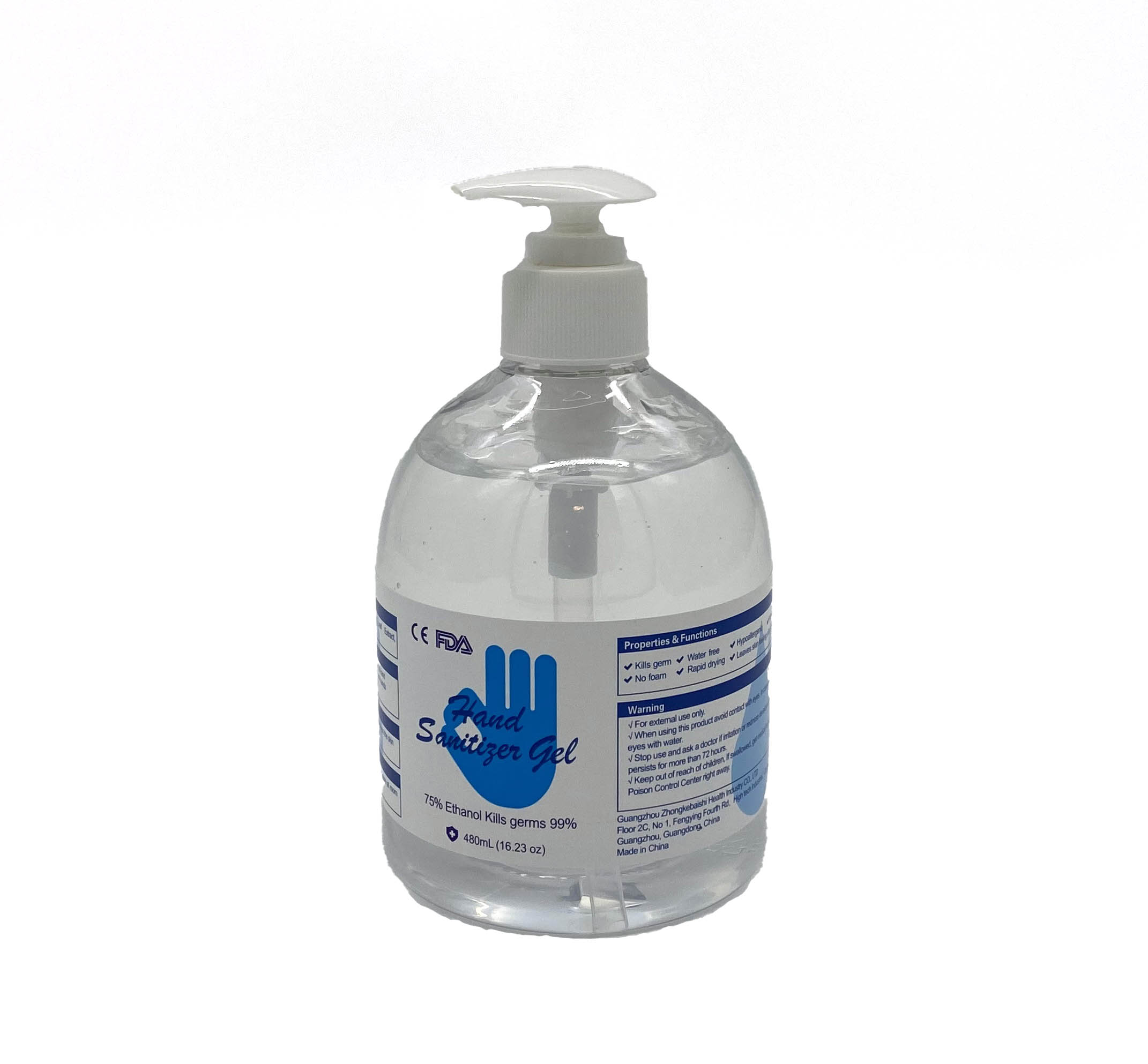 High Impact Gel Hand Sanitizer with 75% Ethanol Kill Germ 99% Alcohol 480ml (16.23 oz) - CE FDA Price$38.40 Per box ($3.20 / bottle) - Image 3