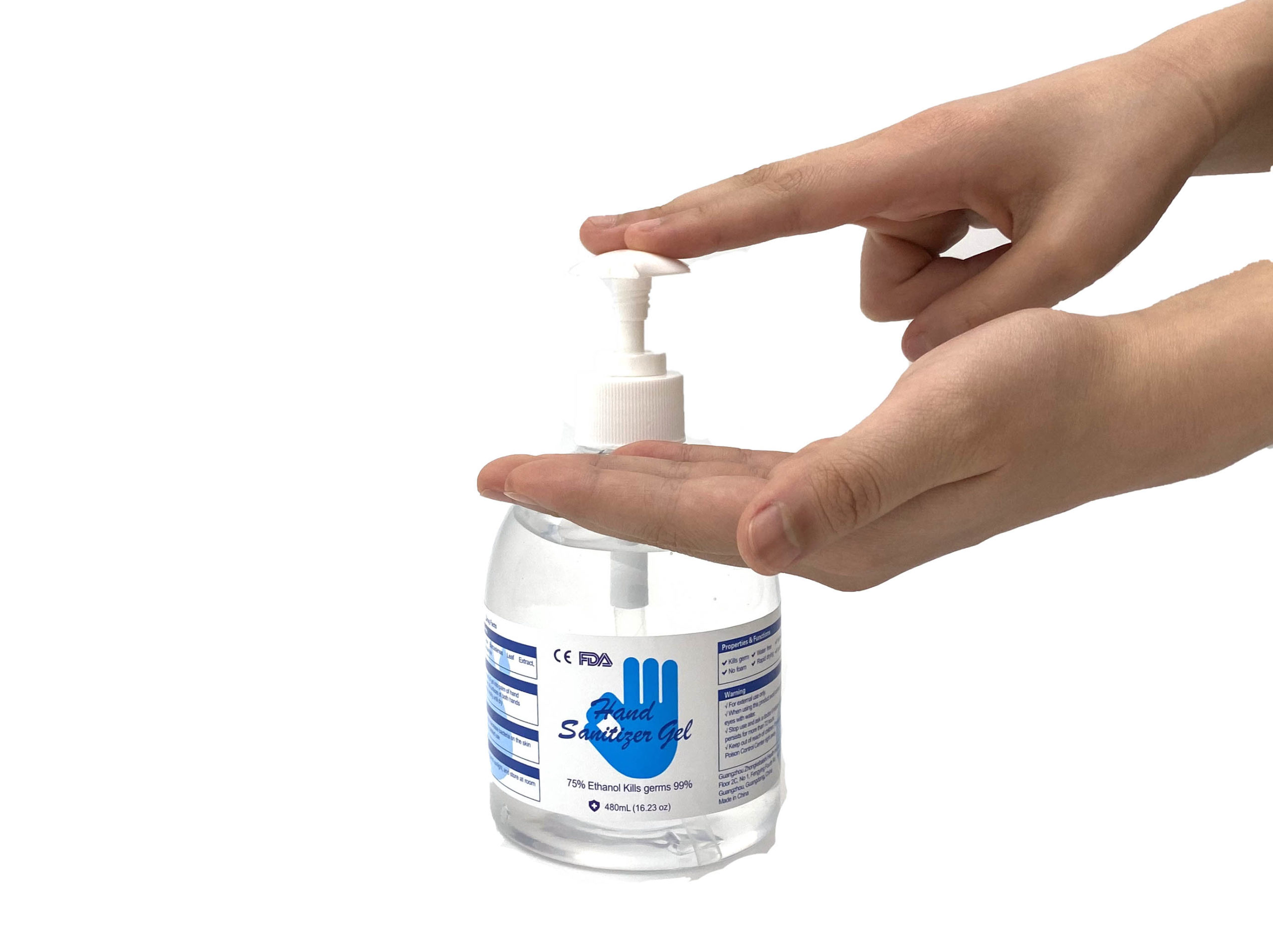 High Impact Gel Hand Sanitizer with 75% Ethanol Kill Germ 99% Alcohol 480ml (16.23 oz) - CE FDA Price$38.40 Per box ($3.20 / bottle)
